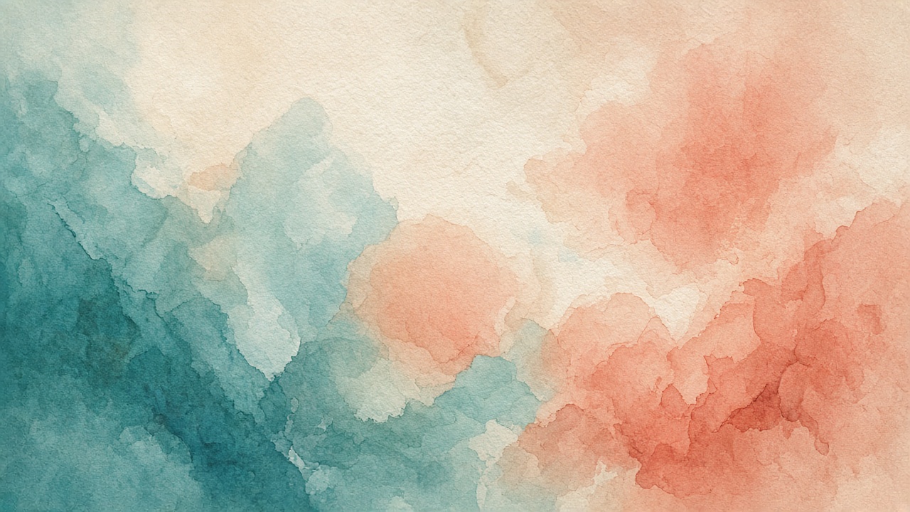Teal and coral color wash on linen.